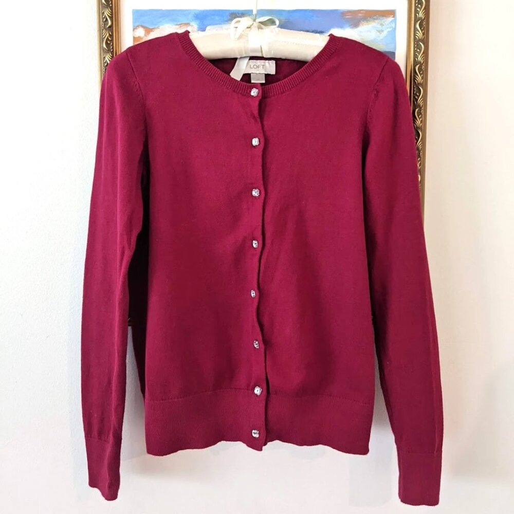 Loft red button down cardigan